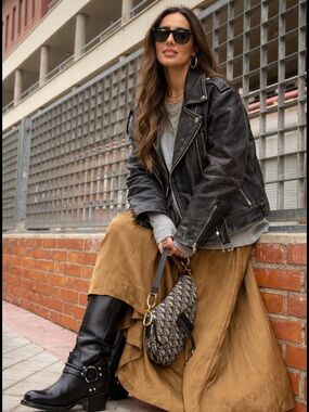 ASOS Reclaimed Vintage Black Distressed Genuine Leather Biker Jacket